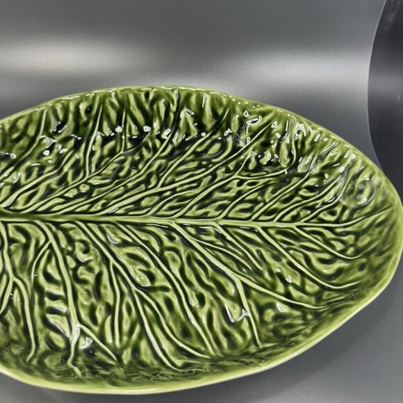 Subtil Portugal Ceramic Green Cabbage Leaf Dish Serving Platter Large 16inch VTG - Picture 7 of 16